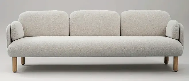 CANAPE 3 PLACES MYAMI STRUCTURE ET PIEDS BOIS MASSIF FRENE TISSU BERTA