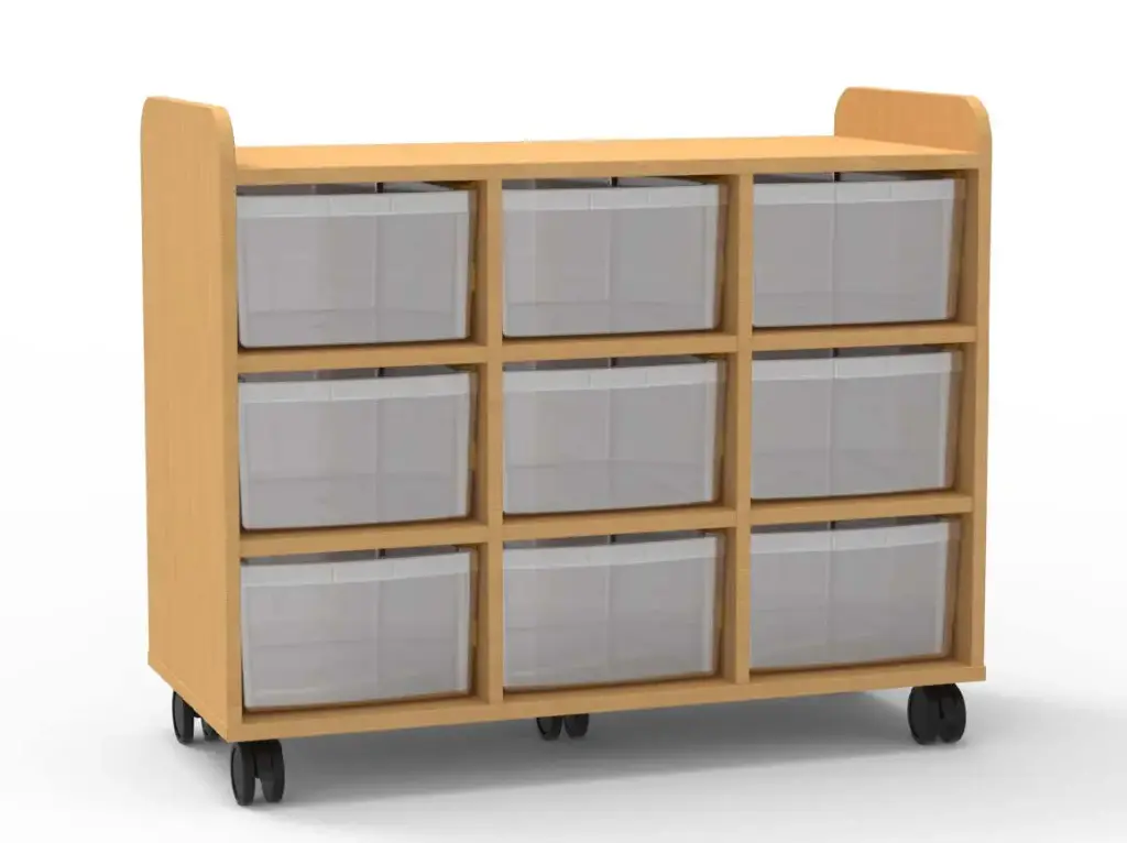 CDCDE3CB9T- Meuble 3 colonnes sur roulettes avec 9 bacs inclus