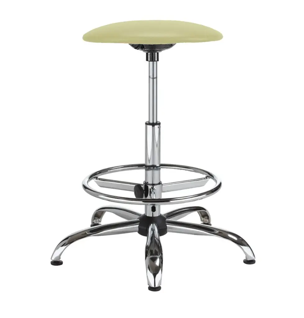 TABOURET GOLI CHROME AVEC REPOSE PIED PATINS VALENCIA