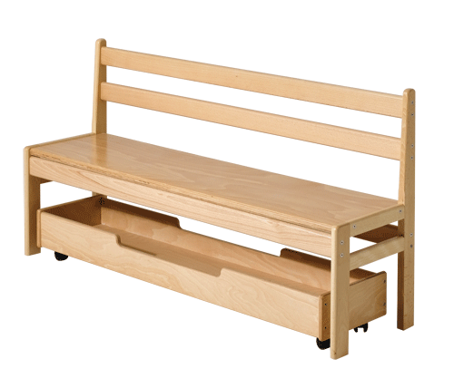 COFFRE EN BOIS SUR ROULETTES